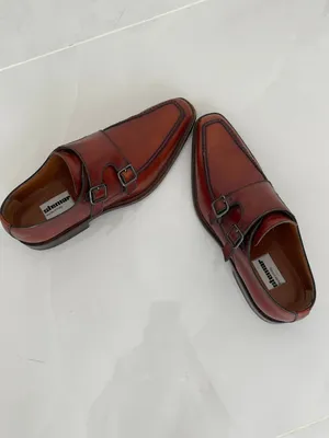 Brown Leather Double Monk Strap Dress Shoes - Used