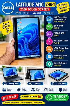 DELL X360 TOUCH SCREEN CORE i7 8GB RAM 512GB SSD 10th GENERATION DELL LATITUDE 7410 2-1 DELL X360 TO