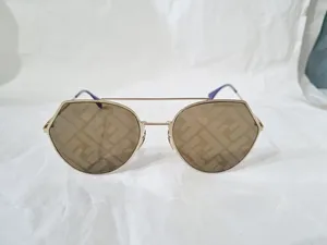 Authentic Fendi Eyeline Aviator Sunglasses (FF 0194/S) - Gold Monogram