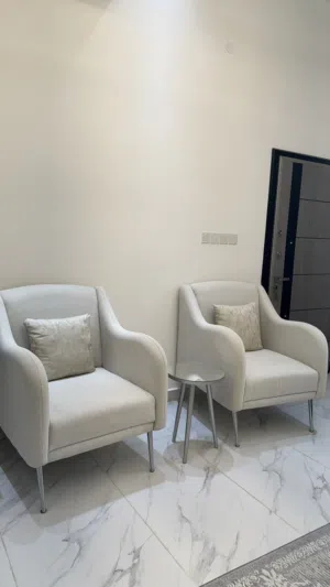 طقم كرسين للصالة ، نظيفة وجديدة اللون والتصميم راقي وجميل