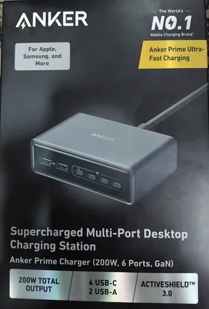 ANKER PRIME CHARGER 200W 6 PORTS GAN CHARGING STATION USB-C PD DESKTOP CHARGER WITH QUICK CHARGING