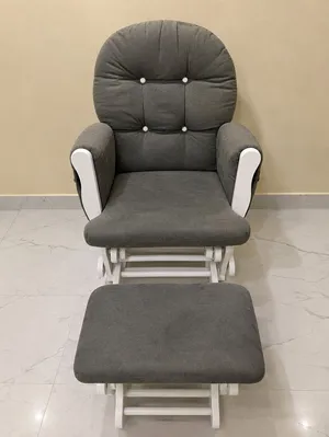 Grey Glider Chair with Matching Ottoman