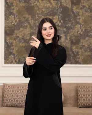 عبايات إسلامية حرير فرسان اسود فاحم