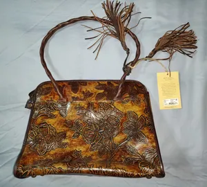 Patricia Nash Large Paris Floral Embossed Leather Satchel/Shoulder Bag w/ Dust Bag