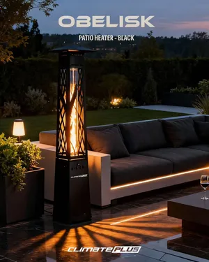 Black Patio Heater Obelisk Style with Free Cover