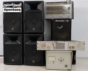للبيع  ميكسر فونيك وباور فيديك واستبليزر واربع سماعات JBL وسماعتين مونتاربو