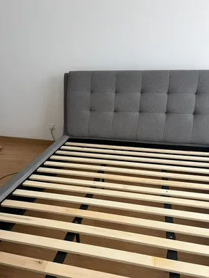سرير كنج سايز رصاصي الون مع أدراج للتخزين و ماترس - Kingsize bed grey with storage & mattress