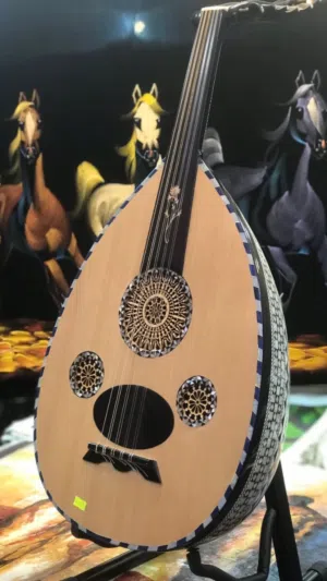 الات موسيقي الات وترية عود جوهرة آلفن صدف يدوي خشب الرجه ونحي مسطرة ابنوس مفاتيح ابنوس مع شنتة اصلي