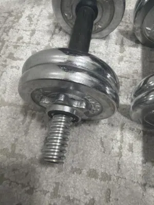 زوج دمبل كروم 5 كجم × 2 – مقبض مانع للانزلاق – مثالي لتمارين القوة واللياقة 5kg Chrome Dumbbells