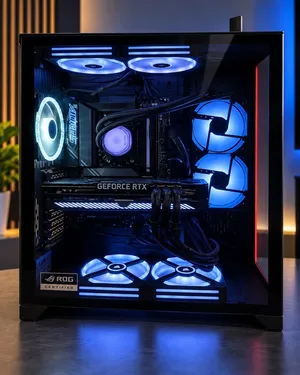PC  Ryzen 7 9800X3D + ROG STRIX RTX 3080 Ti  X870E AORUSمن غير رام