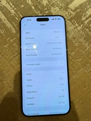 iPhone 15 pro max بحاله الوكاله جديد 256 g البطاريه 100