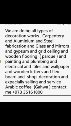 all types of decoration works