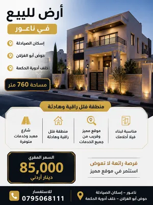 ارض للبيع في ناعور اسكان الصيادله 760 متر بسعر مغري 85 الف