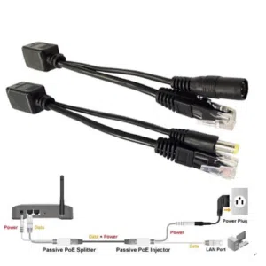 Power Over Ethernet Passive PoE Adapter Injector + Splitter Kit PoE Cable Black