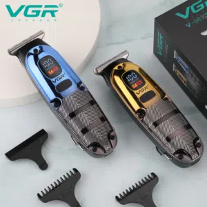 ماكينه حلاقه VGR زيرو شحن و شاشه و 3 امشاط حلاقة شعر الراس و اللحيه قص شعر الراس و اللحيه رجالي