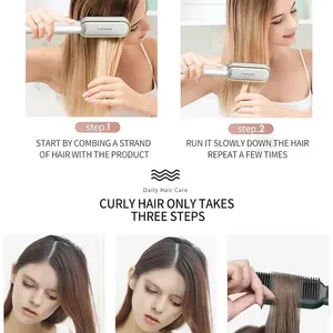 فرشاة فك تشابك الشعر الحرارية 2 In 1 Electric Straightener