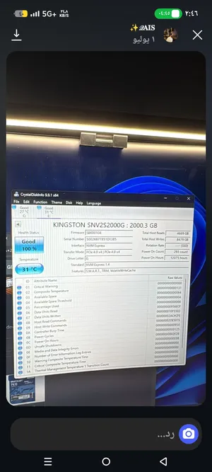 السلام عليكم  2tb ssd Kingston nv2 pcle 4     NVme M.2