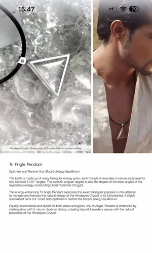 للبيع – Himalayan Crystal Tri Angle Pendant أصلية  لتحسين واستعادة توازن طاقة الجسم