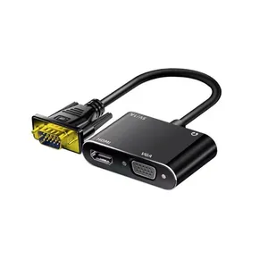 محول وموزّع VGA إلى HDMI وVGA مع الصوت