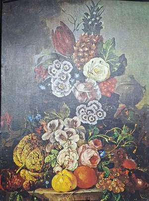 An oil painting by an Iraqi artist; the painting is 50 years old.