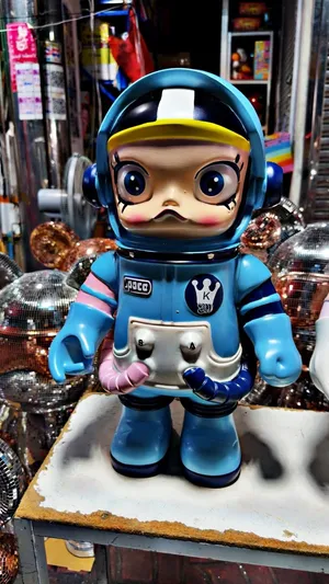 Blue Astronaut Vinyl Designer Toy Figure - Collectible Art Doll