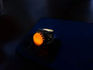 خاتم فضة مختوم 925 حجر عقيق يمني