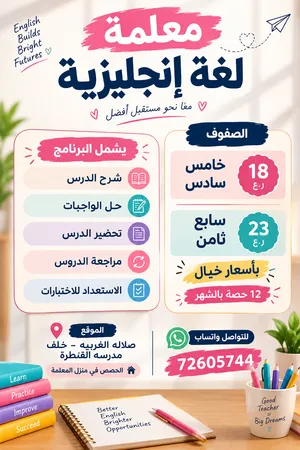 معلمة انجليزي 1-2-3-4 ابتدائي