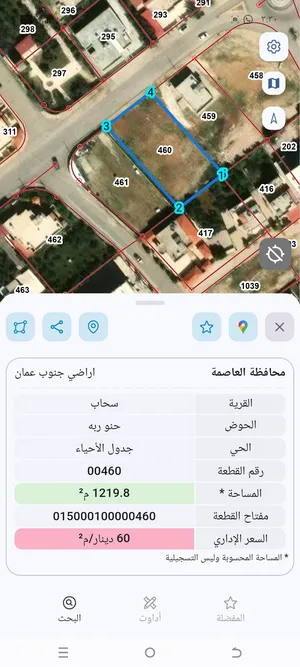 ارض سكني في سحاب قرب دوار الكتب للبيع