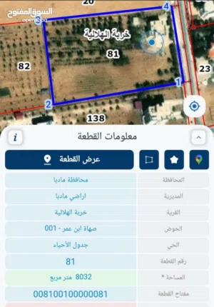 ارض للبيع مريجمات قريبه للمدينة الأمير هاشم الرياضية وقريبة للجامعة الأمريكية تبعد عن شارع رئيسي500م
