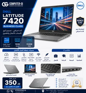 Dell Latitude 7420 Core i7 الجيل الحادي عشر 16GB RAM 512GB SSD شاشة لمس 14 Business Class