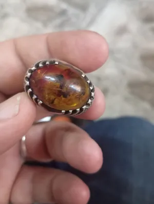 خاتم فضه فص عقيق نادر