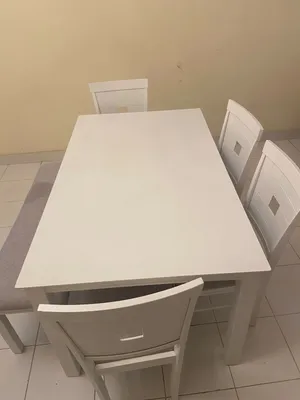 6-Seater White Dining Table Set with Bench & 4 Chairs