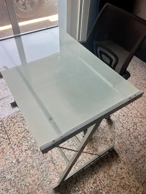 مكتب ألمنيوم وزجاج مع كرسي متحرك  study desk and moving chair