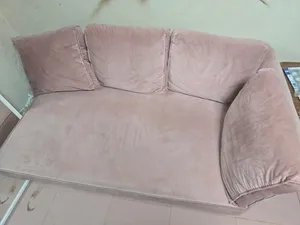 Light Pink 2-Seater Velvet Sofa - Good Condition with 4 cushions