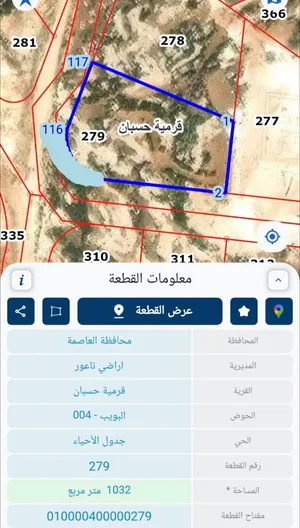 أرض مميزة للبيع 1032م في حسبان (منطقة فلل - إطلالة رائعة)
