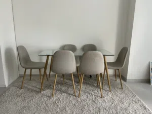 Glass dining table with chairs