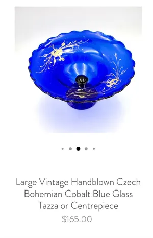 Vintage Electric Blue Consol Bowl With Gold Accent Christmas Pedestal Christmas وعاء نفخ يدوي مذهب