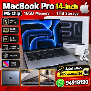 للبيع MacBook Pro M5  كالجديد  ram16 SSD 1TB  14-inch