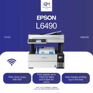 طابعة ابسون Epson L6490 أصلية ملونة واي فاي مع فاكس وسكانر ونسخ Epson EcoTank L6490 Wireless All-i
