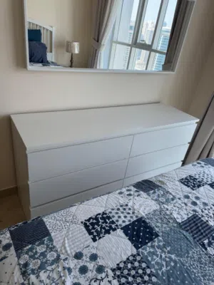 IKEA dresser and mirror, white color