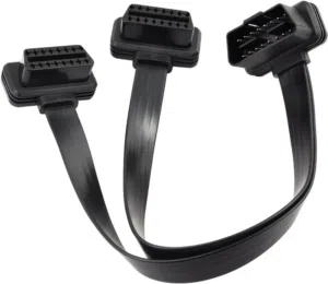 Ultra Low Profile Right/Left Angle 16 Pin OBD2 OBDII Splitter Extension Cable Male to Dual Female
