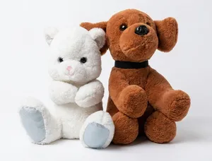 Cute 2-Piece Plush Toy Set (White Bear & Brown Dog)