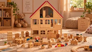 premium Wooden girls play house with lots of furniture and toys