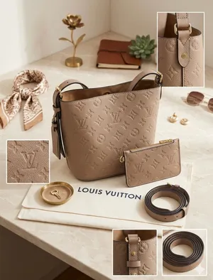 شنطه لويس فيتون(Louis Vuitton) الموديل: All In الحجم: 21 x 24 x 16 سم Monogram Empreinte :الخامة