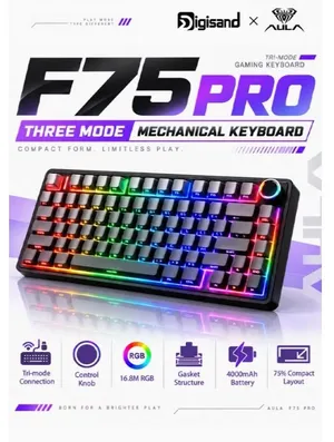 Black Aula f75 pro professional mechanical keyboard best and cheapest keyboard on the market