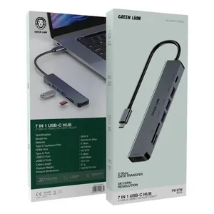 وصلة جرين ليون الذكية متعددة المنافذ مع منفذ HDMI بدقة 4K ومنفذ شحن C بقدرة 87 واط