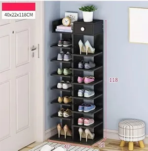 Wooden Vertical Shoe Rack - 7 Tiers, Black