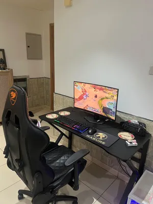 Complete gaming setup with table and chair