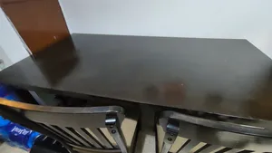 Dining table big with 6 chairs. 6.5 ft x 3.5 ft approx. As is.