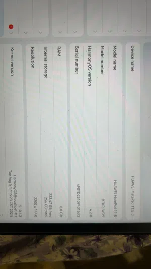 Huawei MatePad 11.5 (2025) Wi-Fi 8GB RAM 256GB.